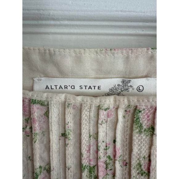 ASTR the Label Cream Floral Puff Sleeve Cropped Top Cotton size Large - Picture 4 of 8